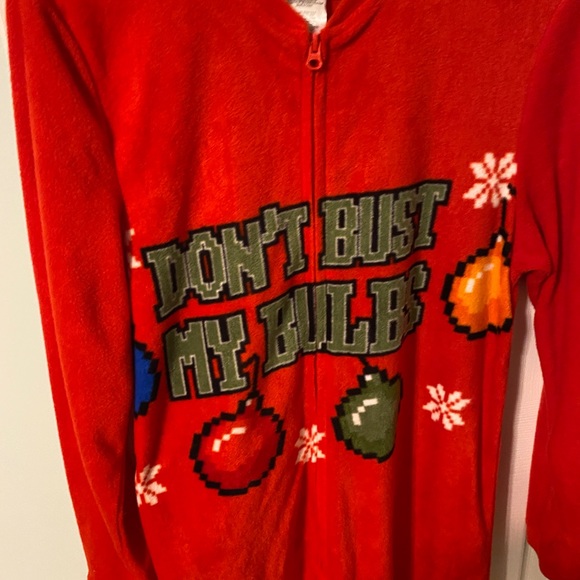 “Don’t bust my bulbs” red adult onsie - Picture 3 of 7
